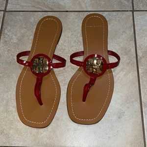 Red Tory Burch leather thong sandals